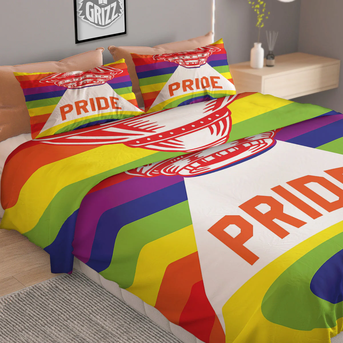 UFO LGBT Pride Rainbow Print Duvet Cover Bedding Set - Image 2