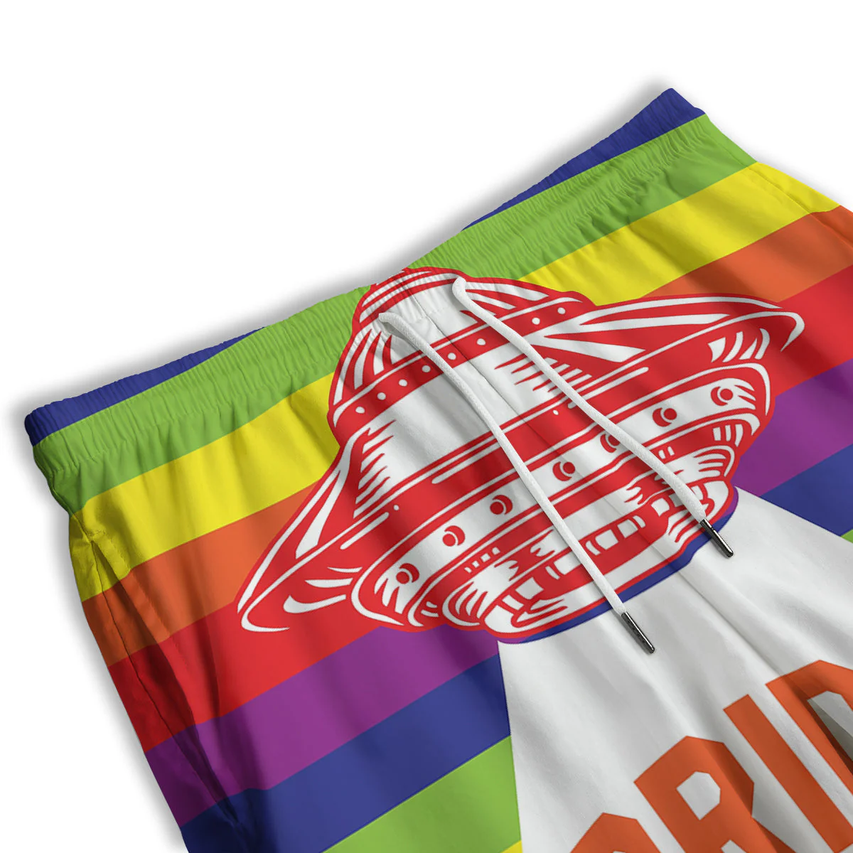 UFO LGBT Pride Rainbow Print Men's Athletic Shorts - Image 3