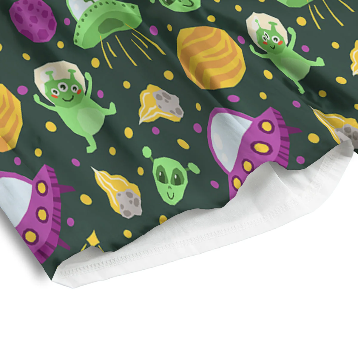 UFO Little Green Alien Print Pattern Men's Athletic Shorts - Image 4
