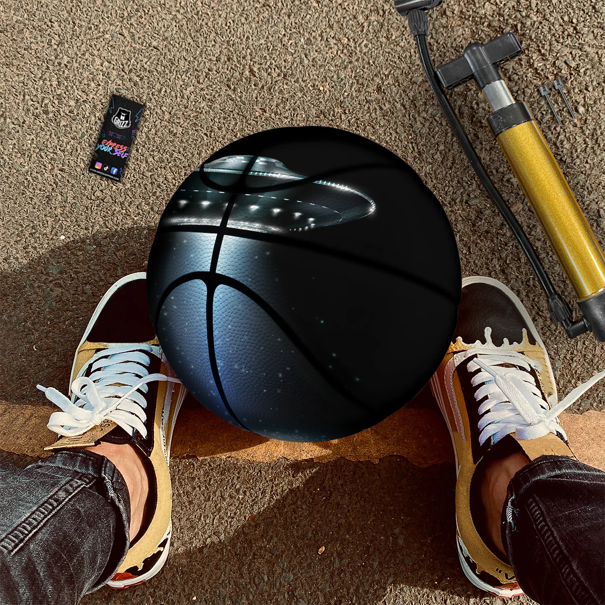UFO Night Dark Print Basketball - Image 2