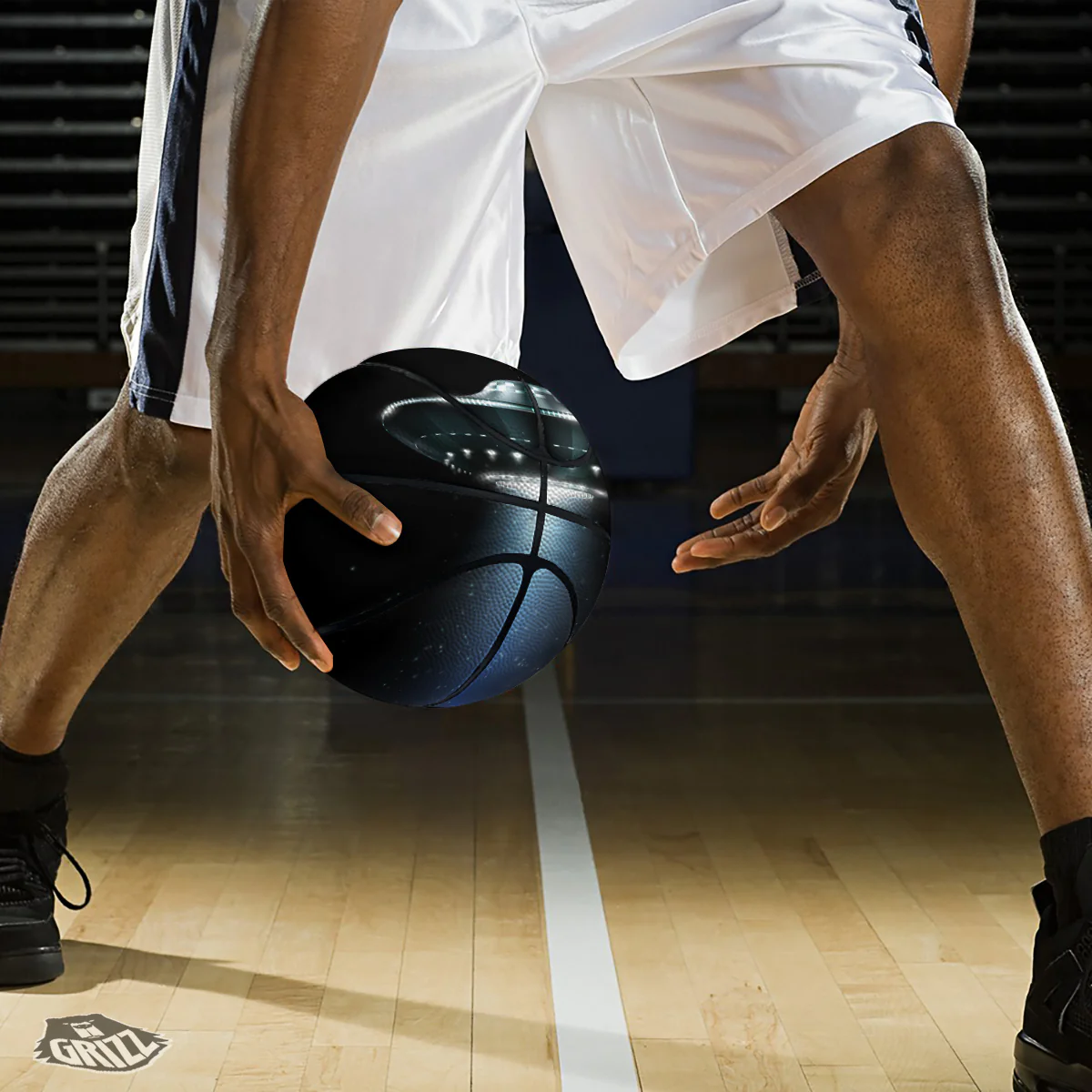 UFO Night Dark Print Basketball - Image 3