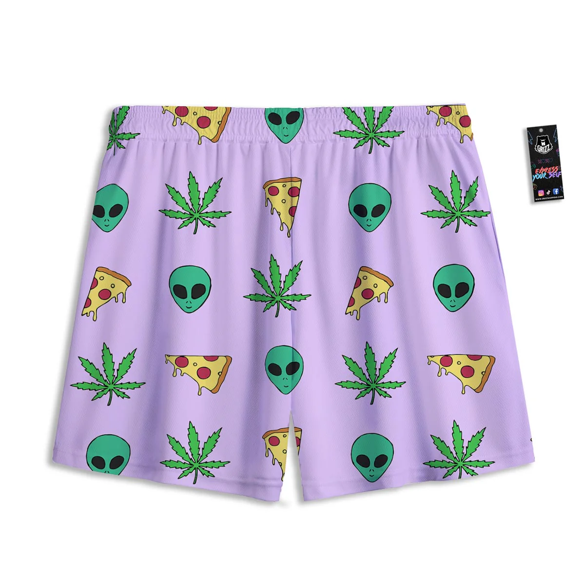 Ufo Pizza Trippy Print Pattern Mesh Shorts - Image 2