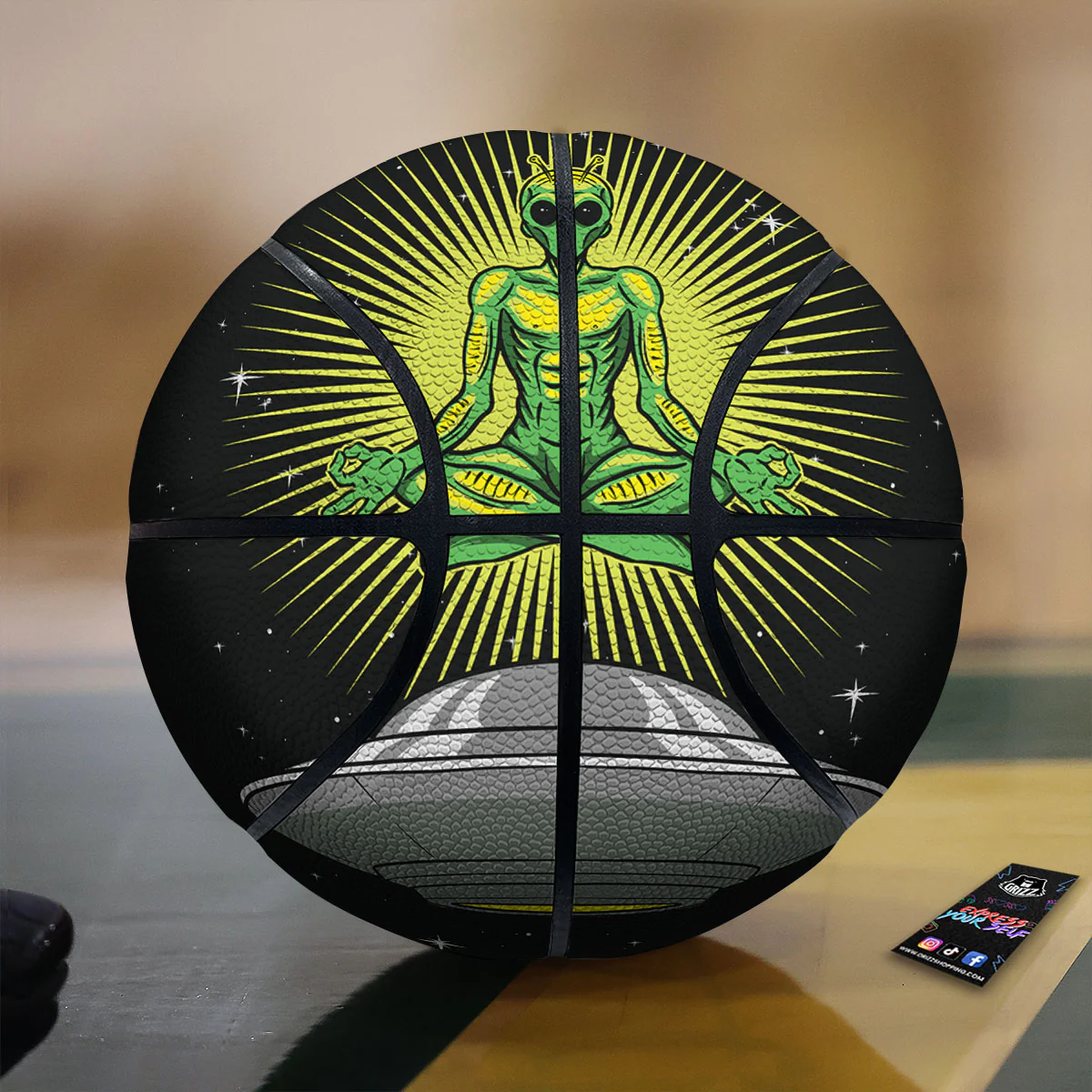 UFO Space Green Alien Print Basketball