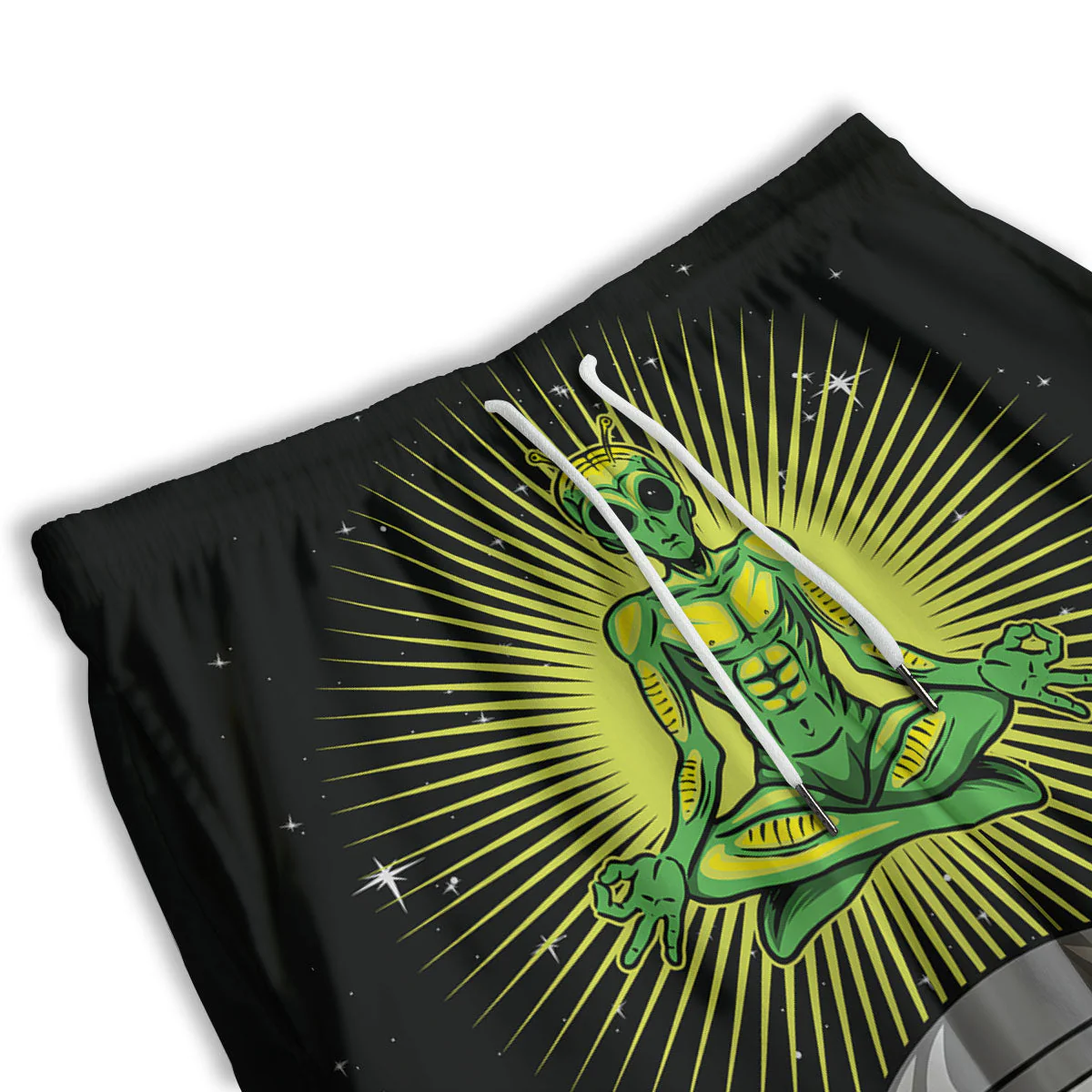 UFO Space Green Alien Print Men's Athletic Shorts - Image 3