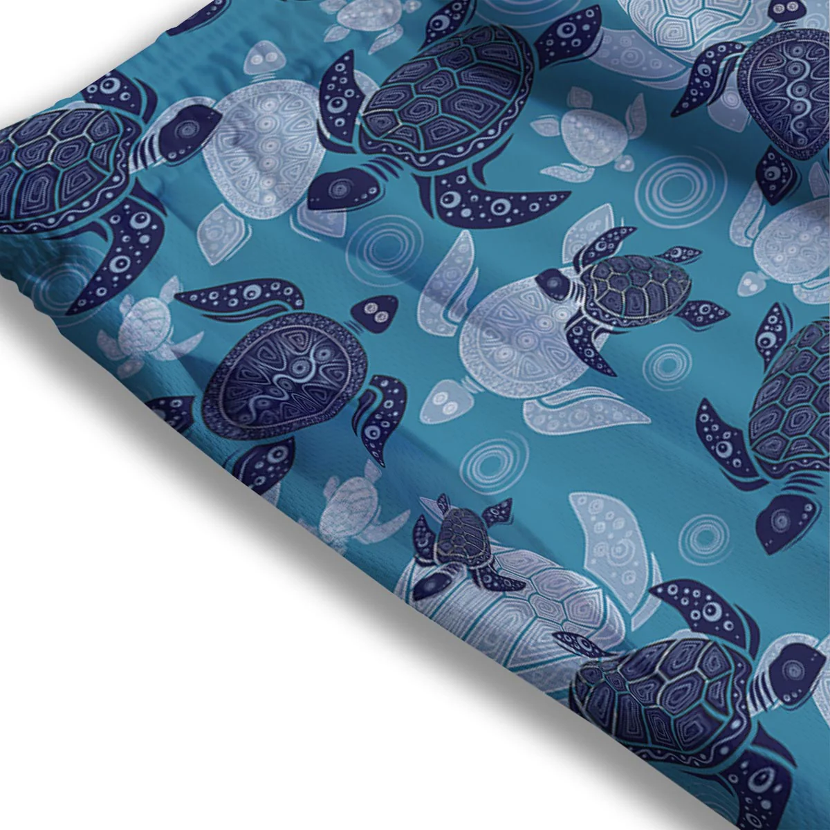 Underwater Sea Turtle Family Print Pattern Mesh Shorts - Image 3