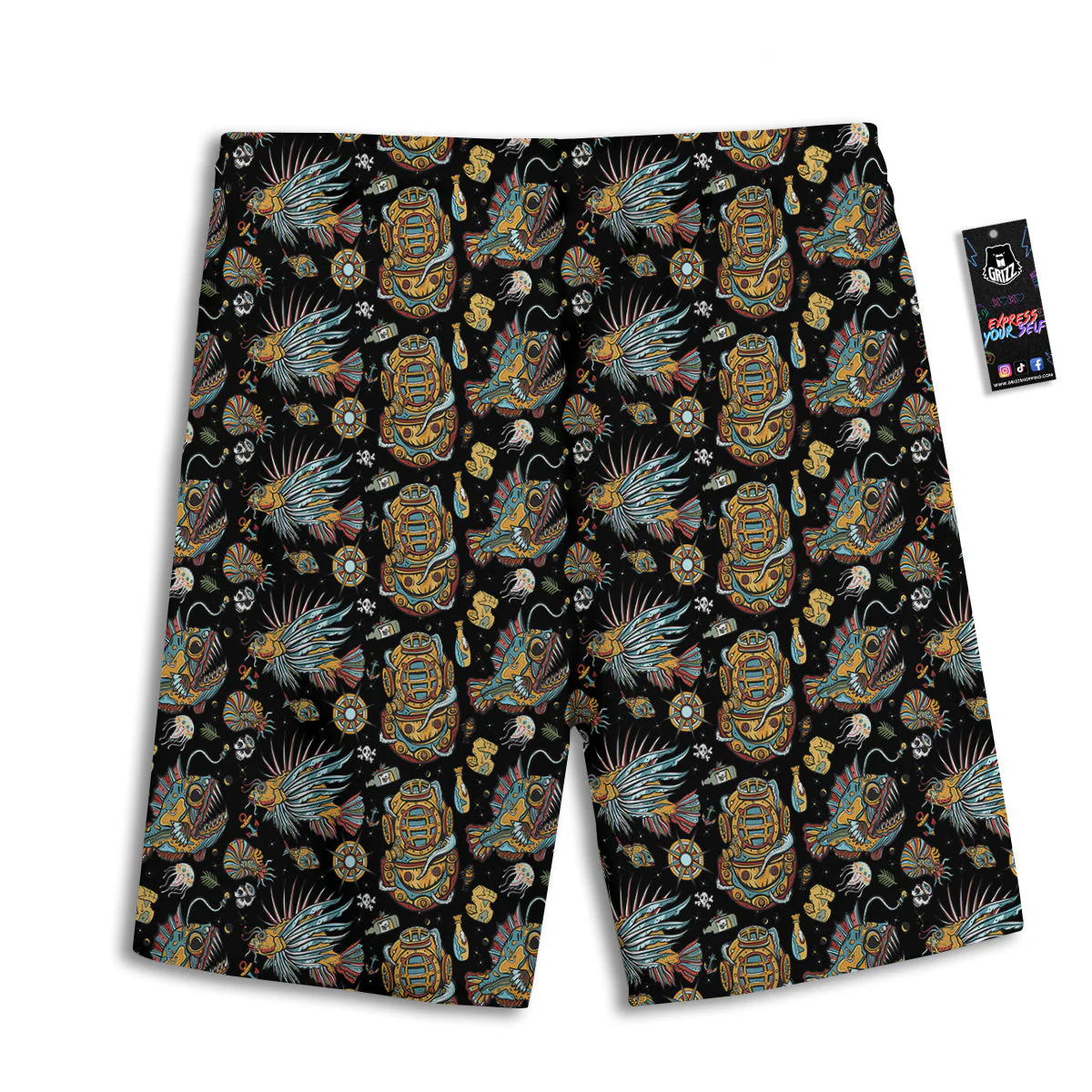 Underwater World Colorful Print Pattern Men's Athletic Shorts - Image 2