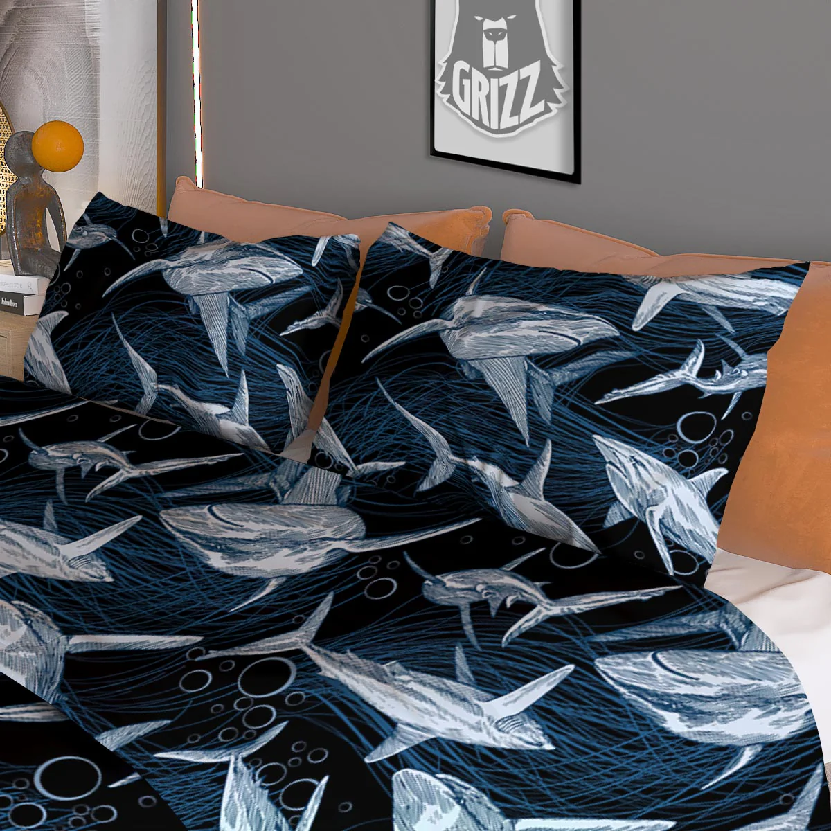 Underwear Shark Print Pattern Duvet Cover Bedding Set - Image 3