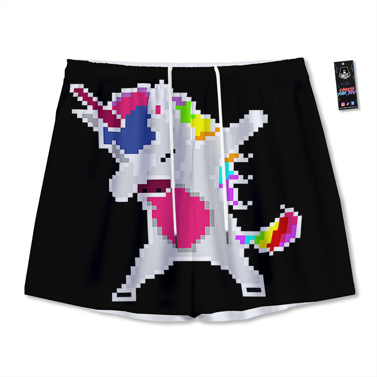 Unicorn 8-Bit Pixel Print Mesh Shorts