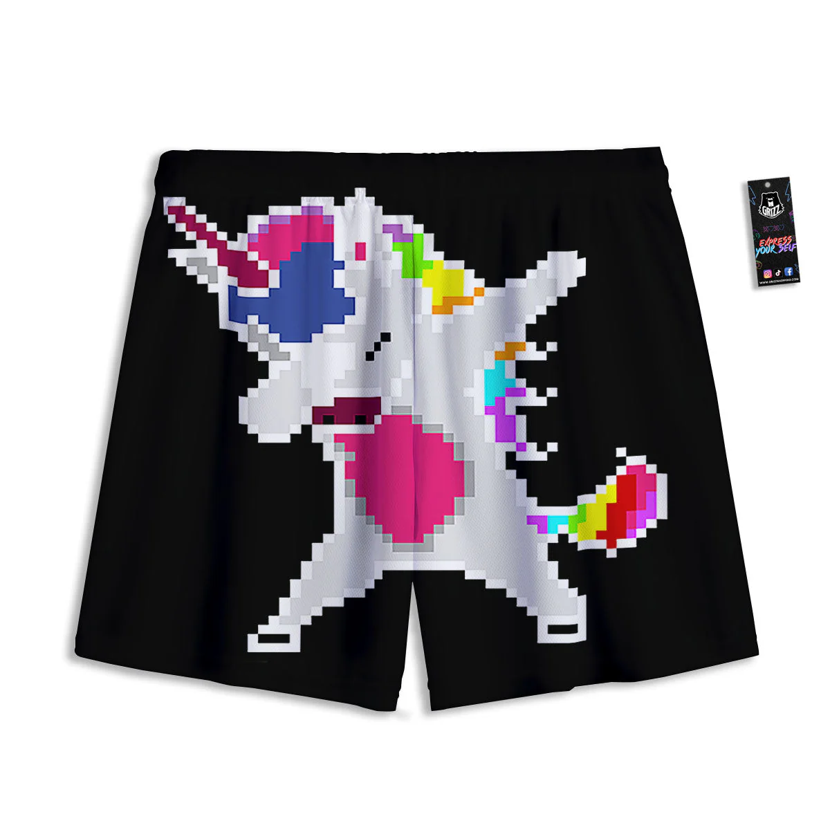 Unicorn 8-Bit Pixel Print Mesh Shorts - Image 2