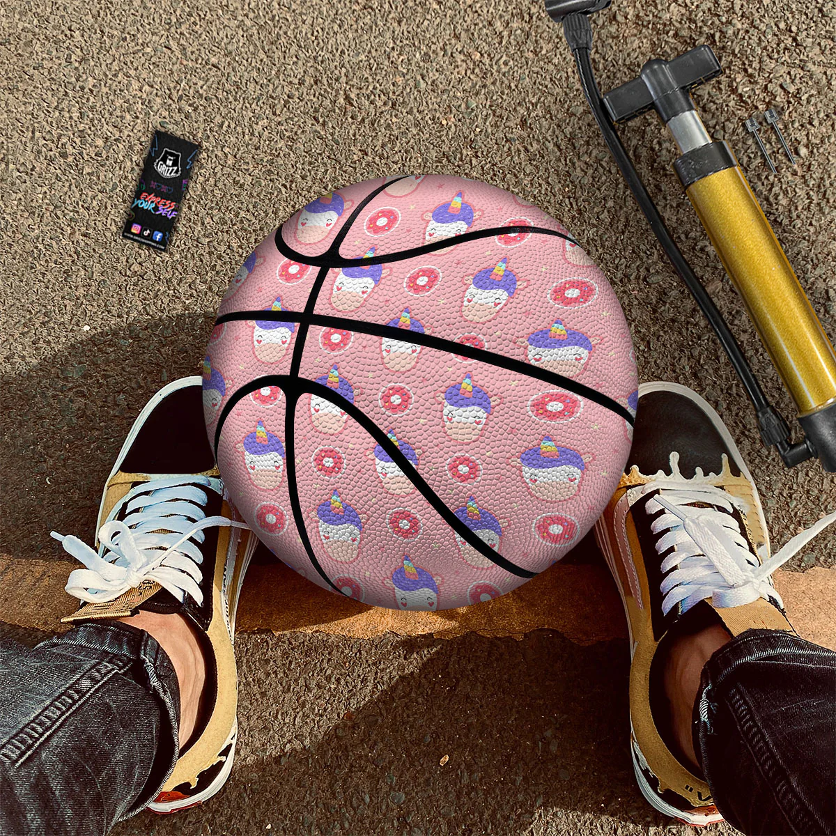 Unicorn Donut Pink Girly Print Pattern Basketball - Image 2