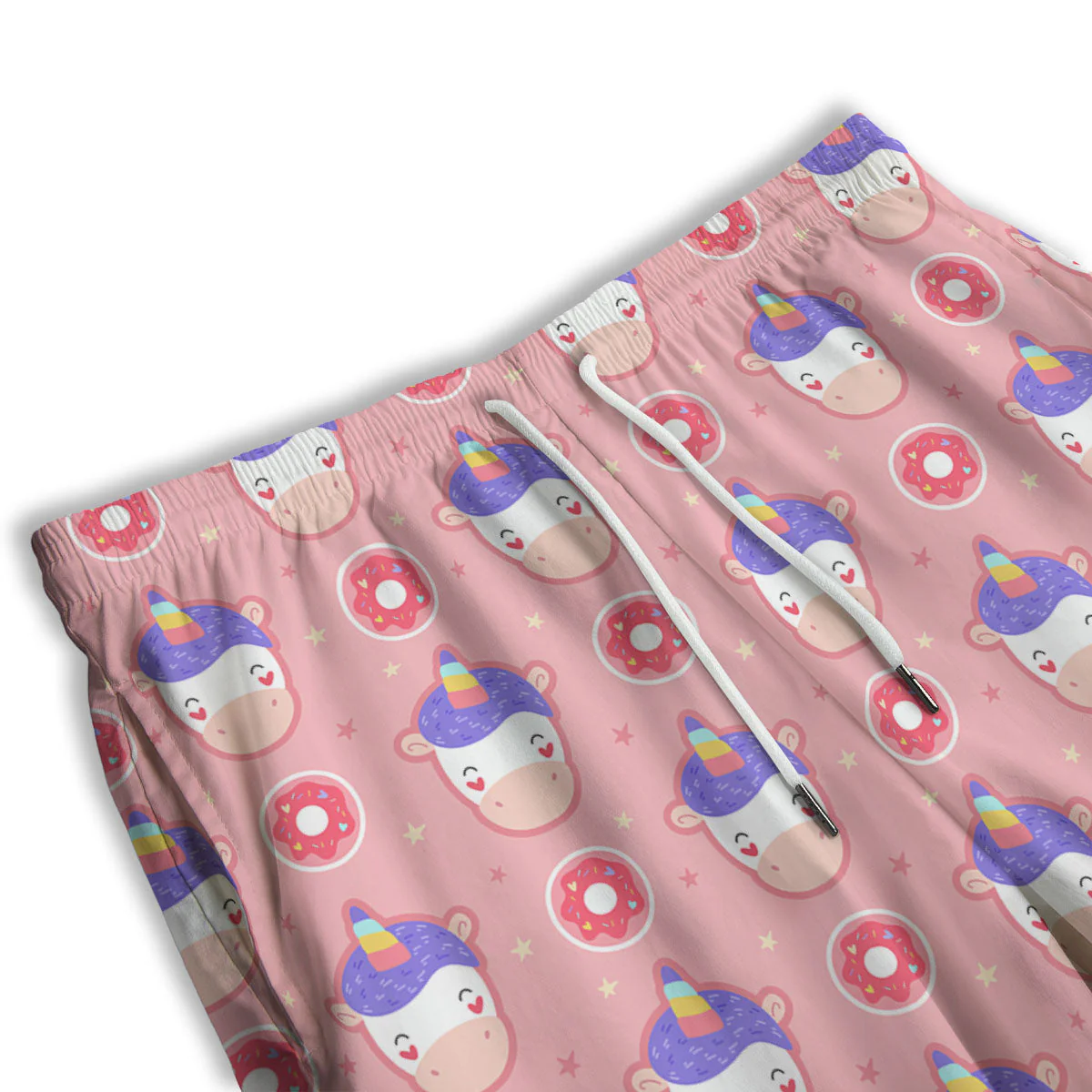 Unicorn Donut Pink Girly Print Pattern Men's Athletic Shorts - Image 3