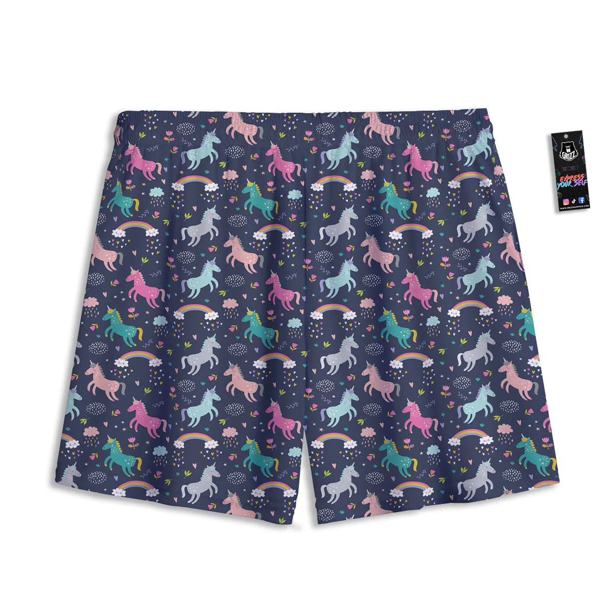 Unicorn Doodle Print Pattern Mesh Shorts - Image 2