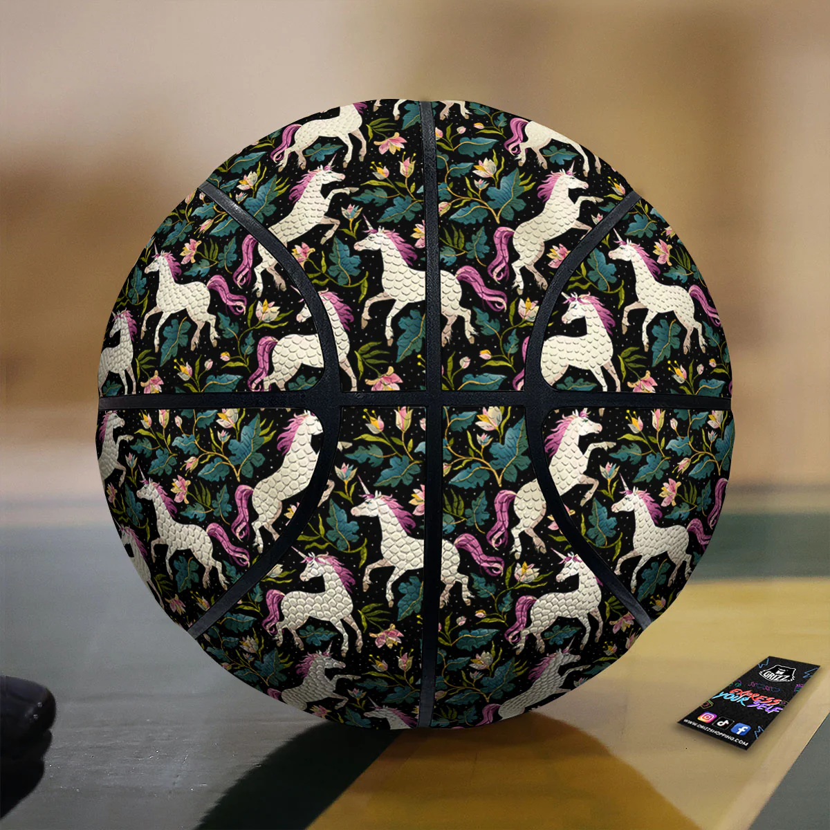 Unicorn Floral Print Pattern Basketball