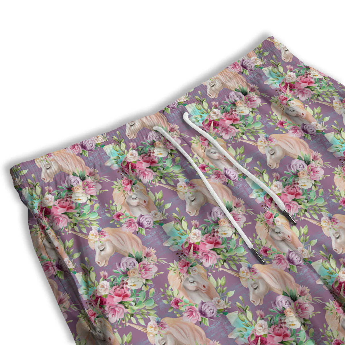 Unicorn Magic Floral Print Pattern Men's Athletic Shorts - Image 3