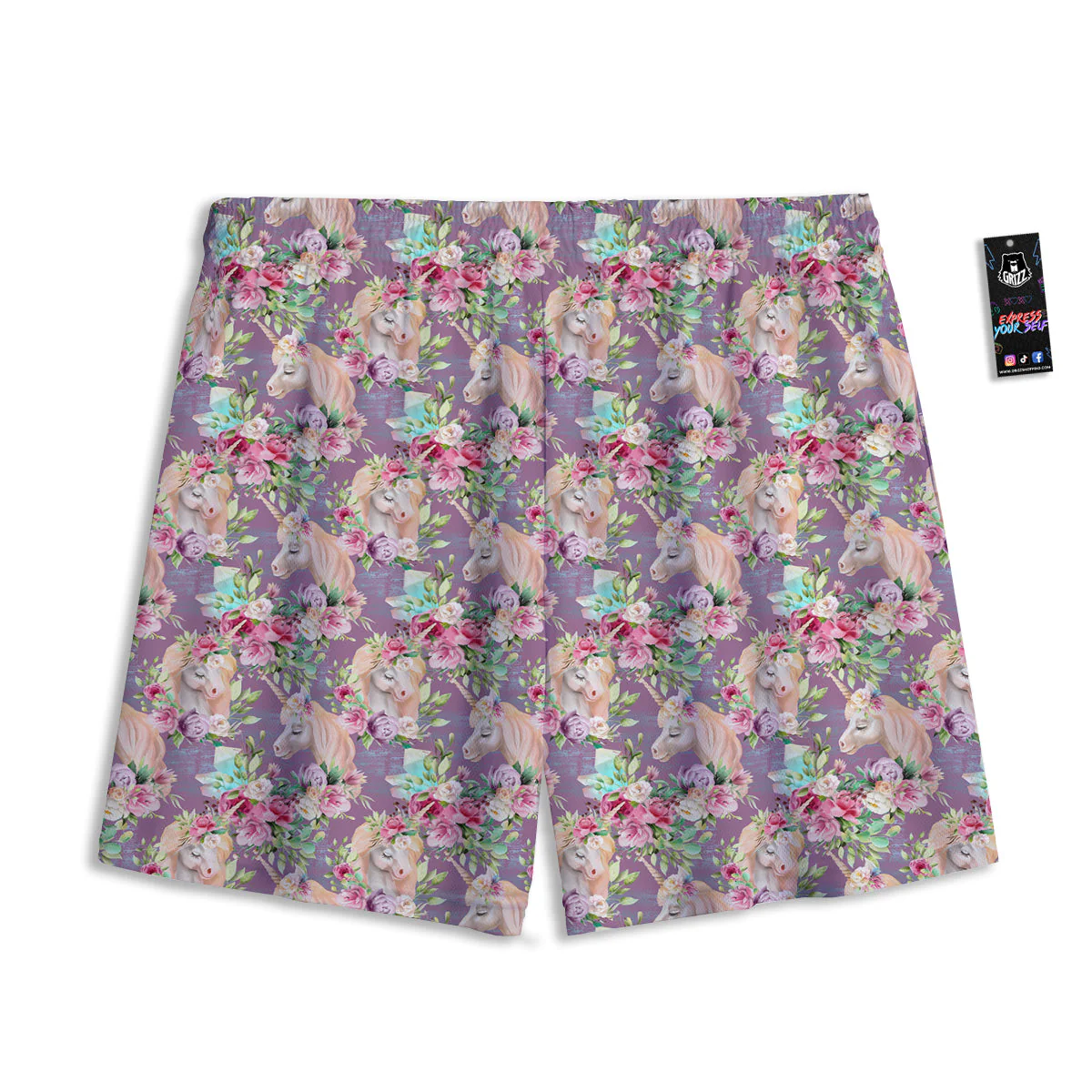 Unicorn Magic Floral Print Pattern Mesh Shorts - Image 2