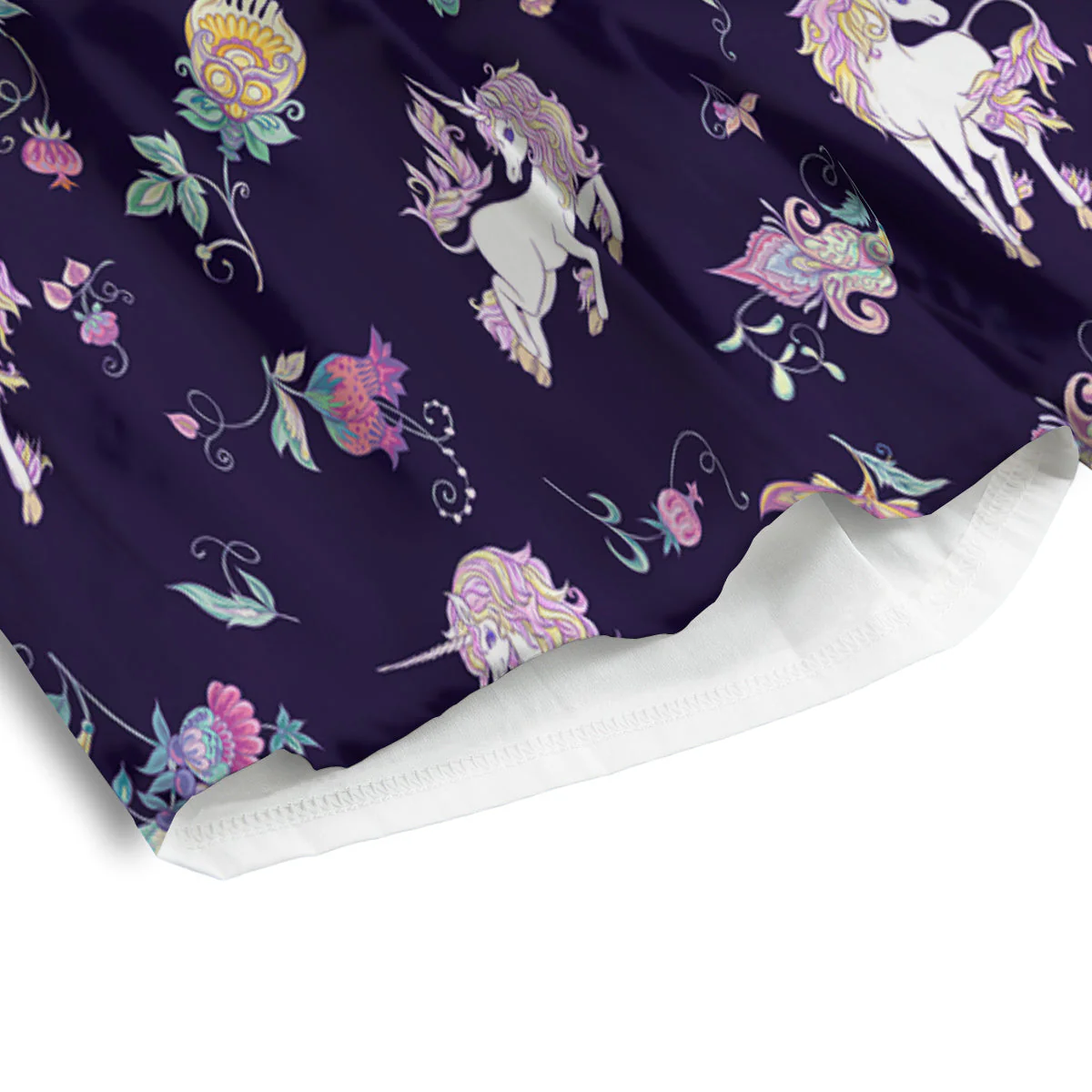 Unicorn Night Floral Print Pattern Men's Athletic Shorts - Image 4