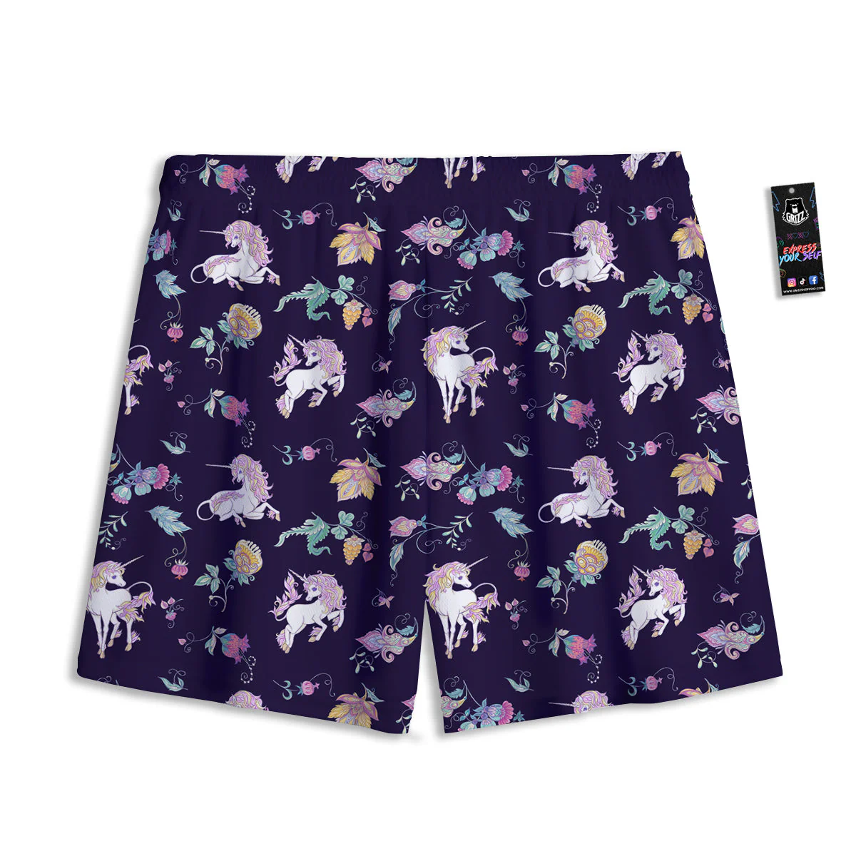 Unicorn Night Floral Print Pattern Mesh Shorts - Image 2