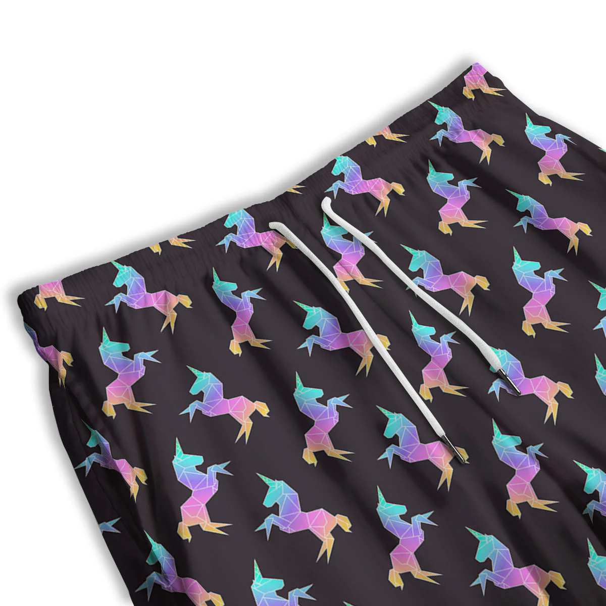 Unicorn Rainbow Origami Print Pattern Men's Athletic Shorts - Image 3