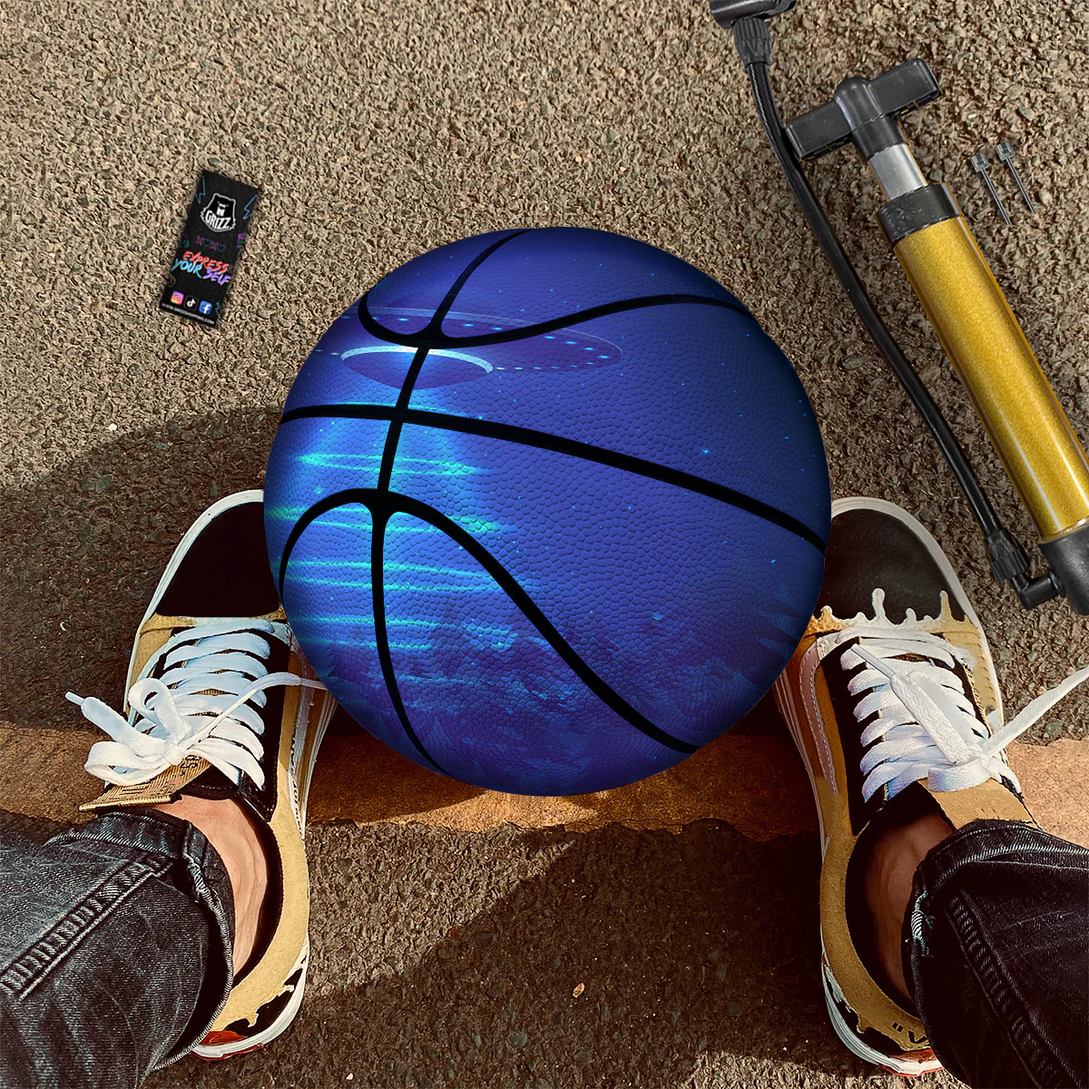 Unidentified Flying Object Blue Print Basketball - Image 2