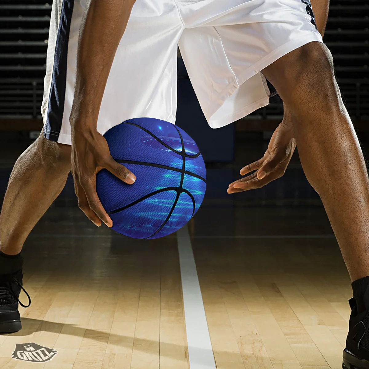 Unidentified Flying Object Blue Print Basketball - Image 3
