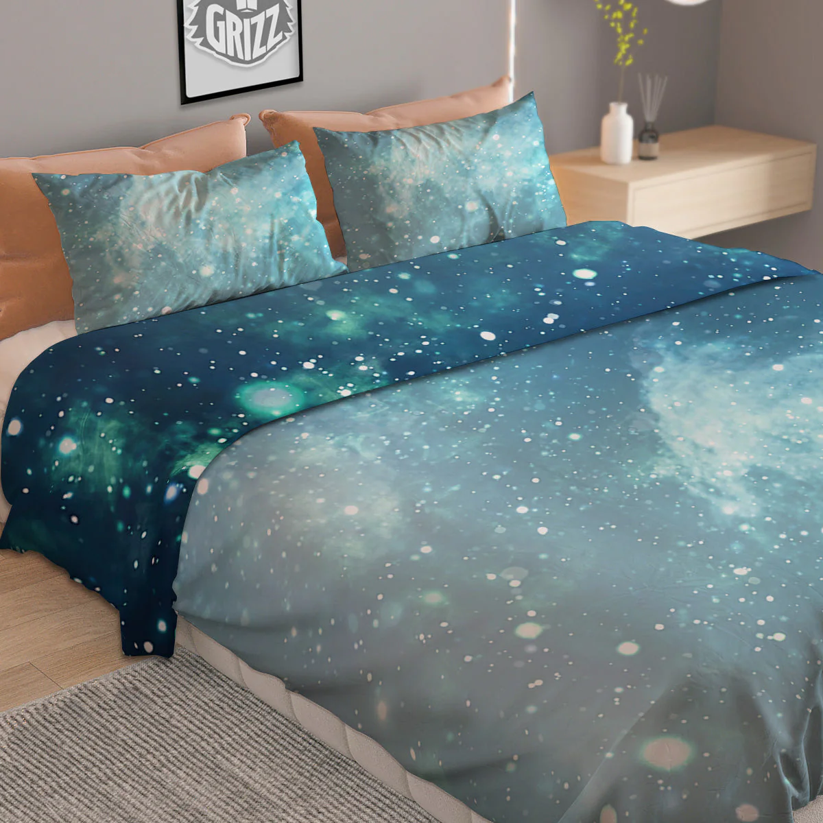 Universe Galaxy Space Blue Sky Print Duvet Cover Bedding Set - Image 2