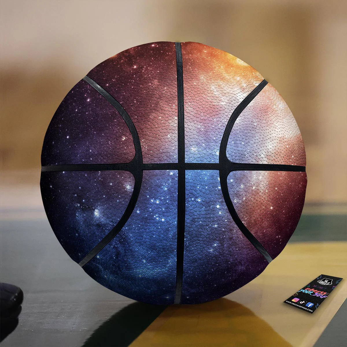 Universe Galaxy Space Teal Orange Print Basketball