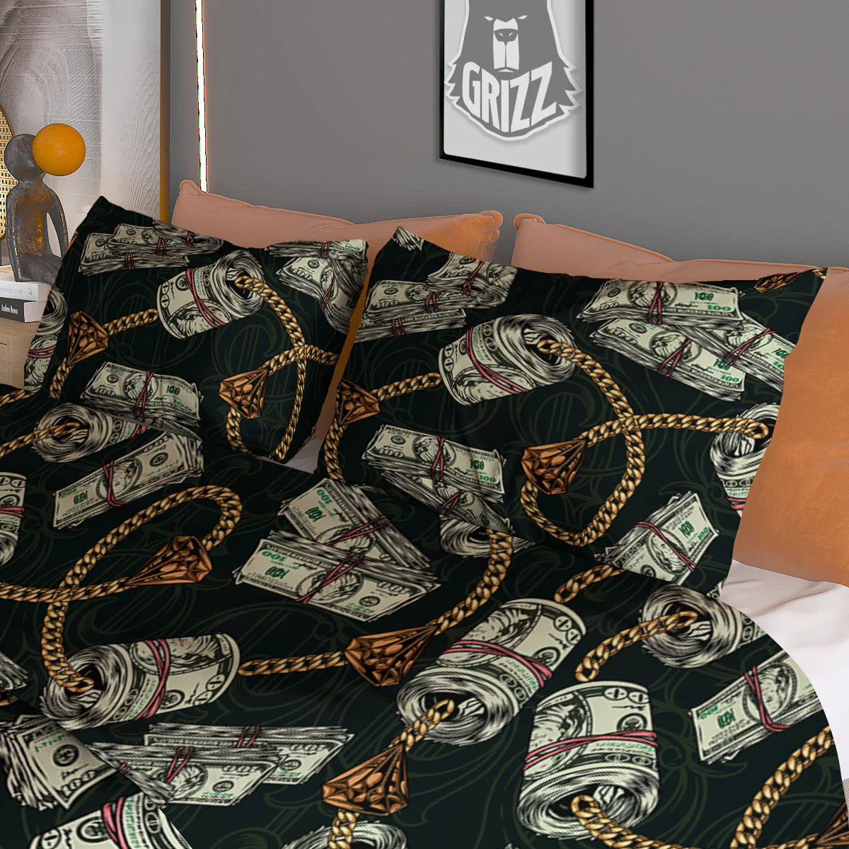 US Dollar Print Pattern Duvet Cover Bedding Set - Image 3