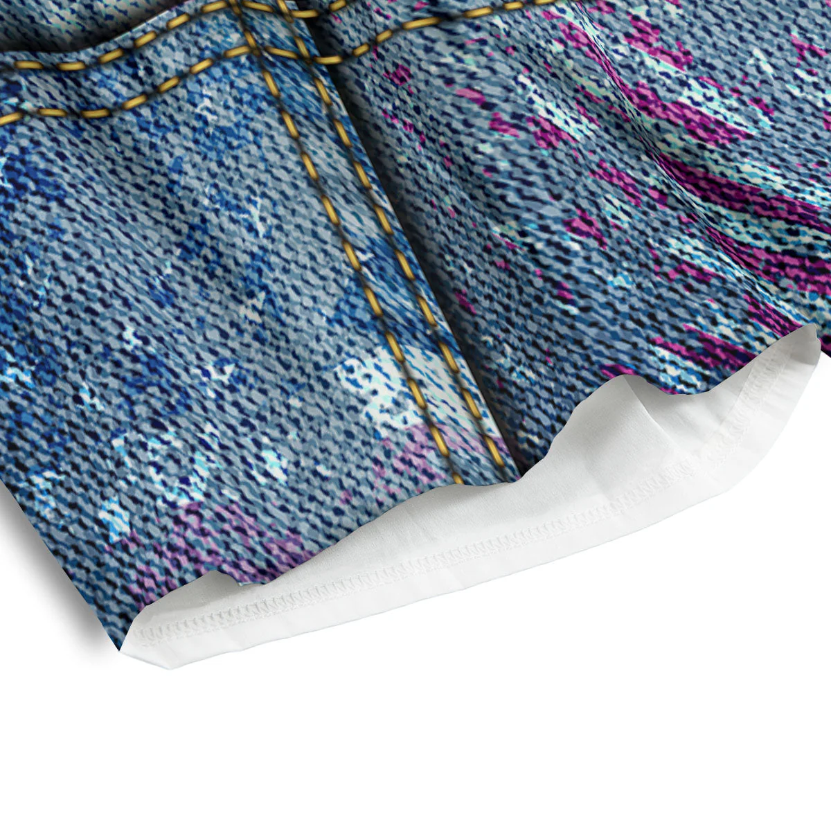 USA Denim Patchwork 4th of July Print Men's Athletic Shorts - Image 4