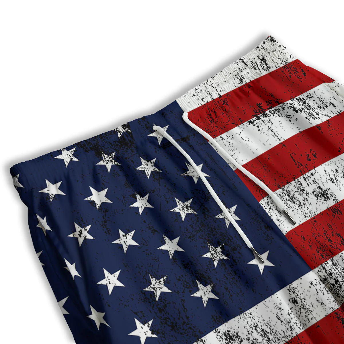 USA Flag Grunge Print Men's Athletic Shorts - Image 3