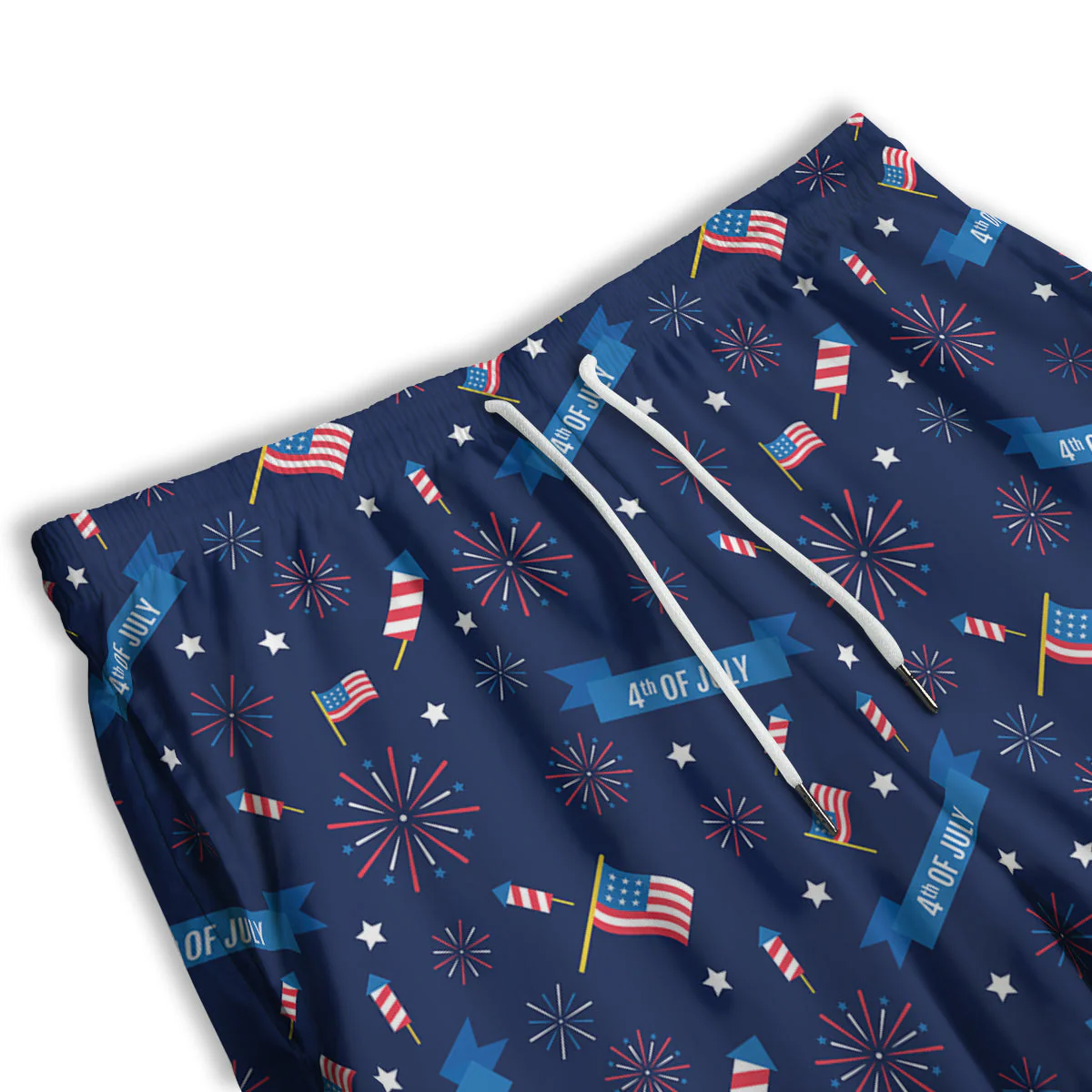 USA Star 4th of July Print Pattern Men's Athletic Shorts - Image 3