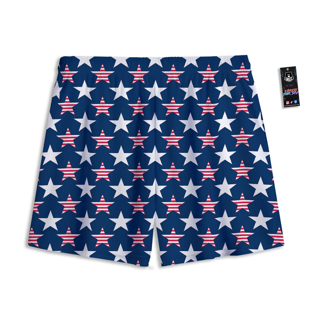 USA Star Fourth of July Print Pattern Mesh Shorts - Image 2
