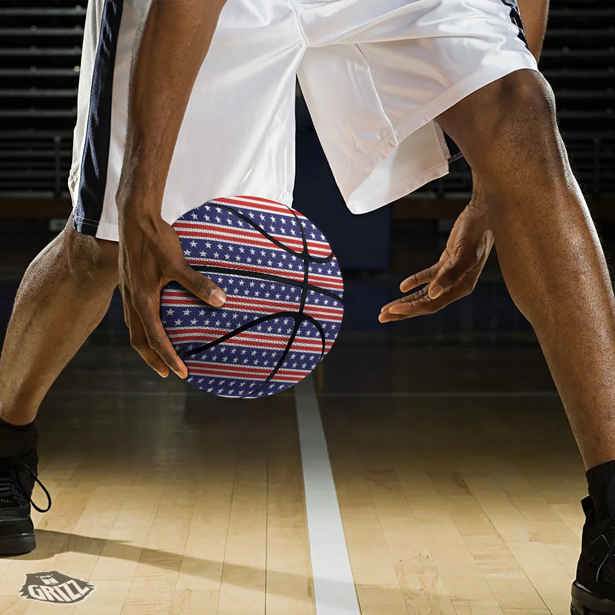 USA Star Red Striped Print Pattern Basketball - Image 3