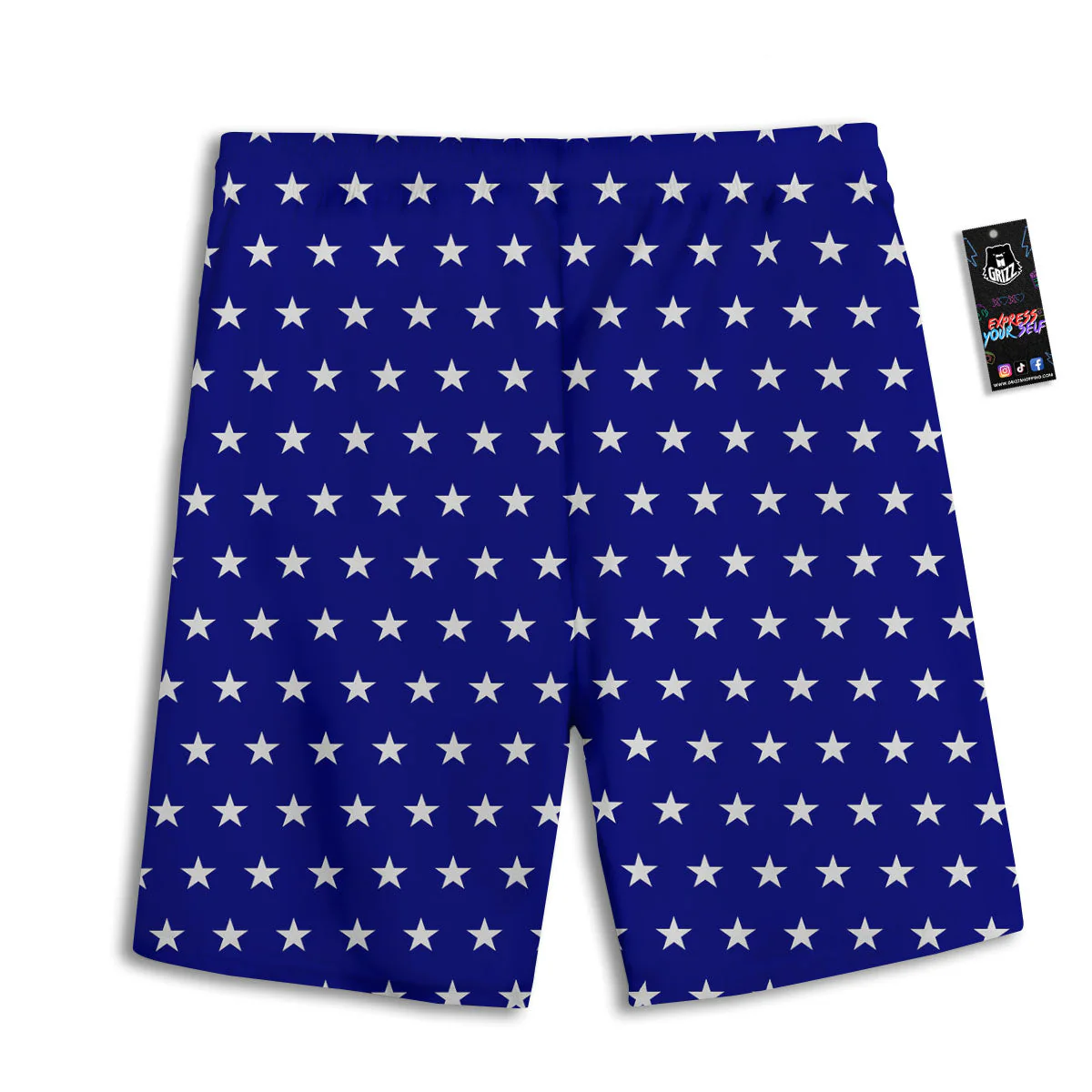 USA Star White And Blue Print Pattern Men's Athletic Shorts - Image 2