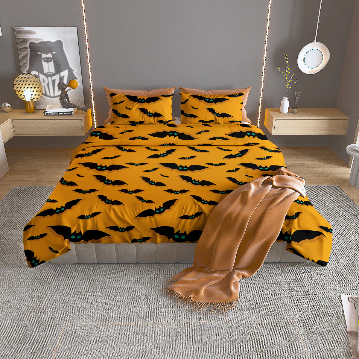 Vampire Bat Halloween Print Pattern Duvet Cover Bedding Set