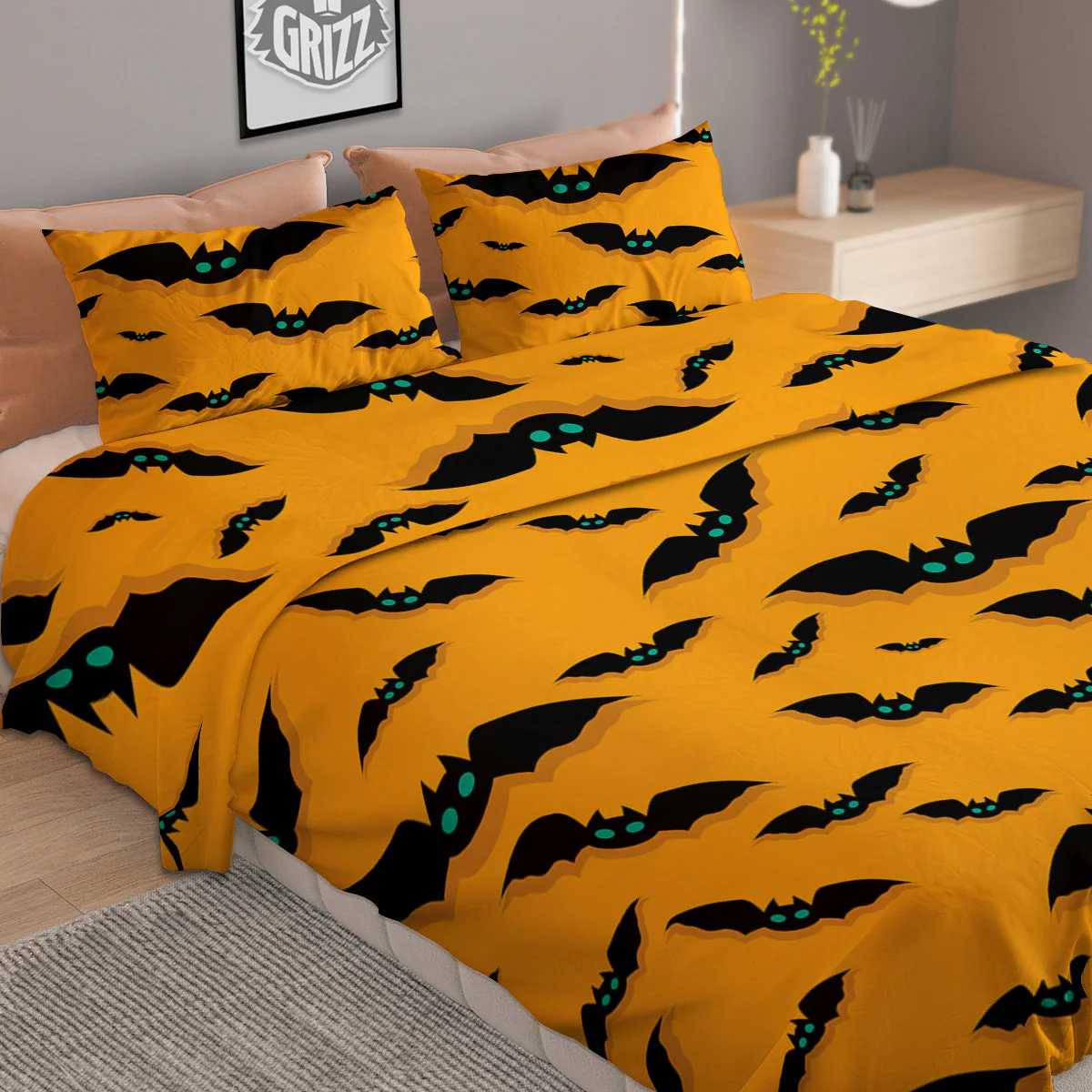 Vampire Bat Halloween Print Pattern Duvet Cover Bedding Set - Image 2