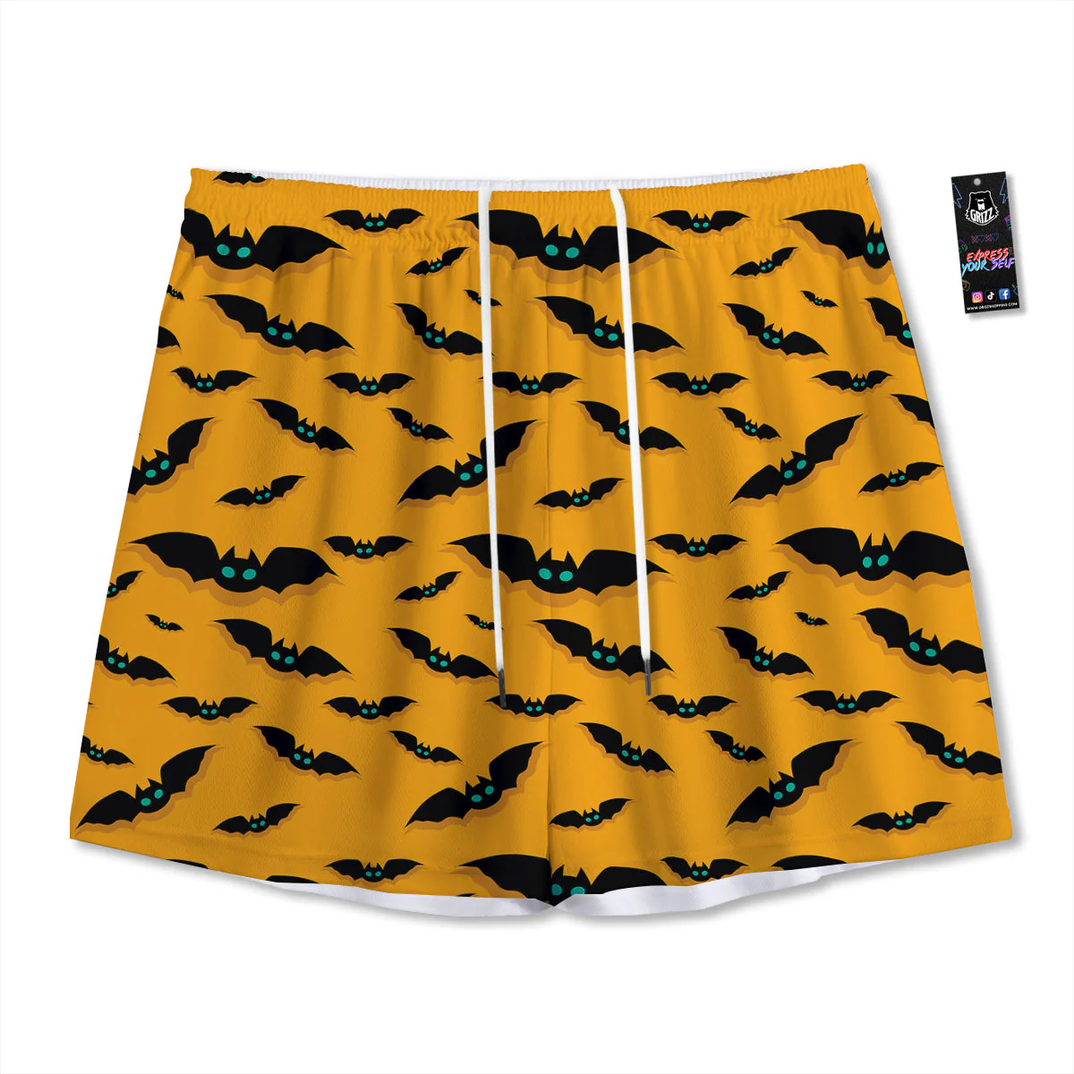 Vampire Bat Halloween Print Pattern Mesh Shorts