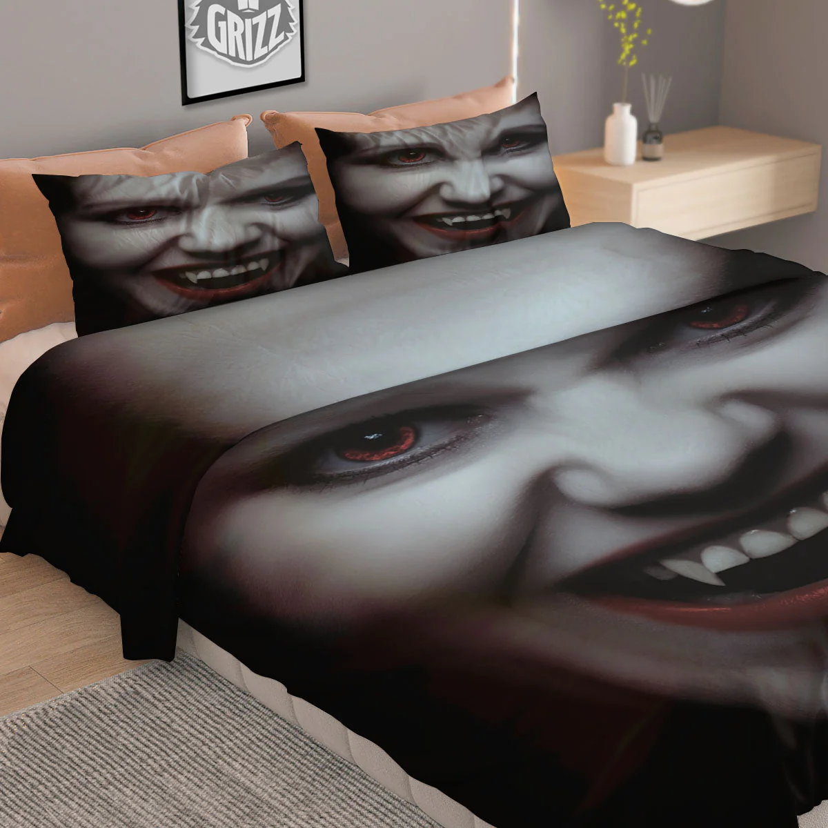 Vampire Girl Halloween Print Duvet Cover Bedding Set - Image 2