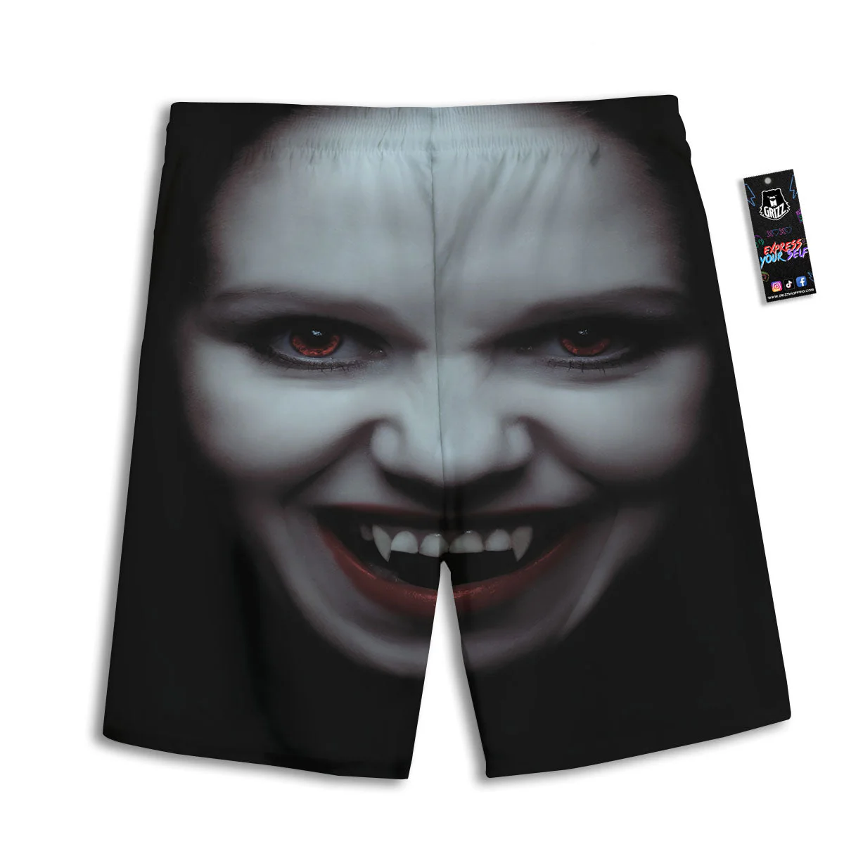 Vampire Girl Halloween Print Men's Athletic Shorts - Image 2