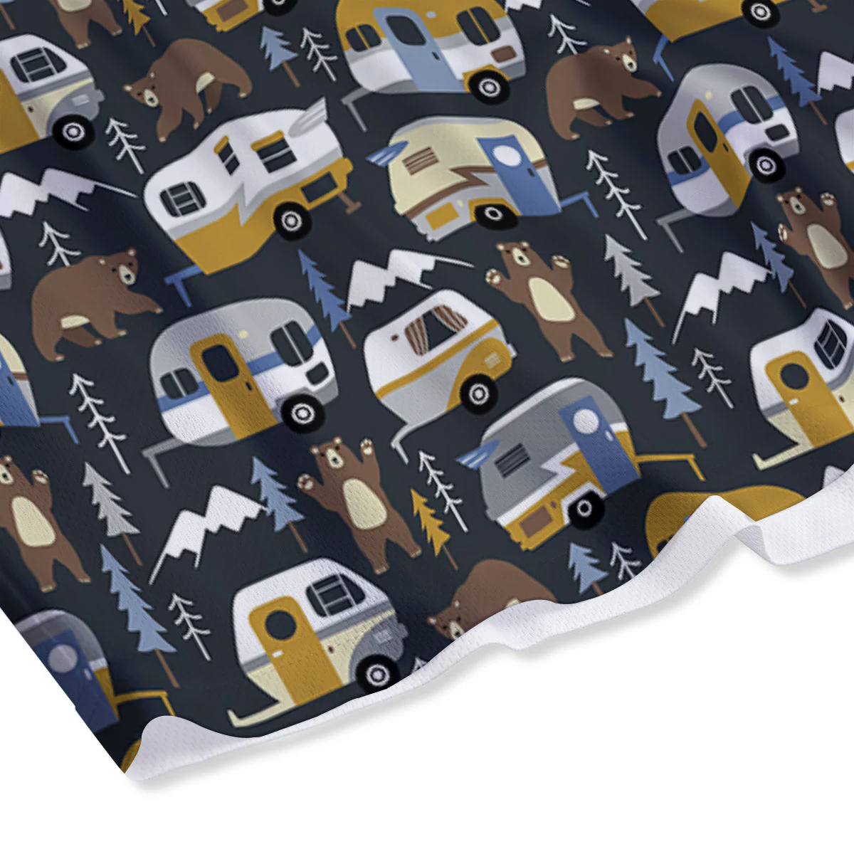 Van Camping Print Pattern Mesh Shorts - Image 4