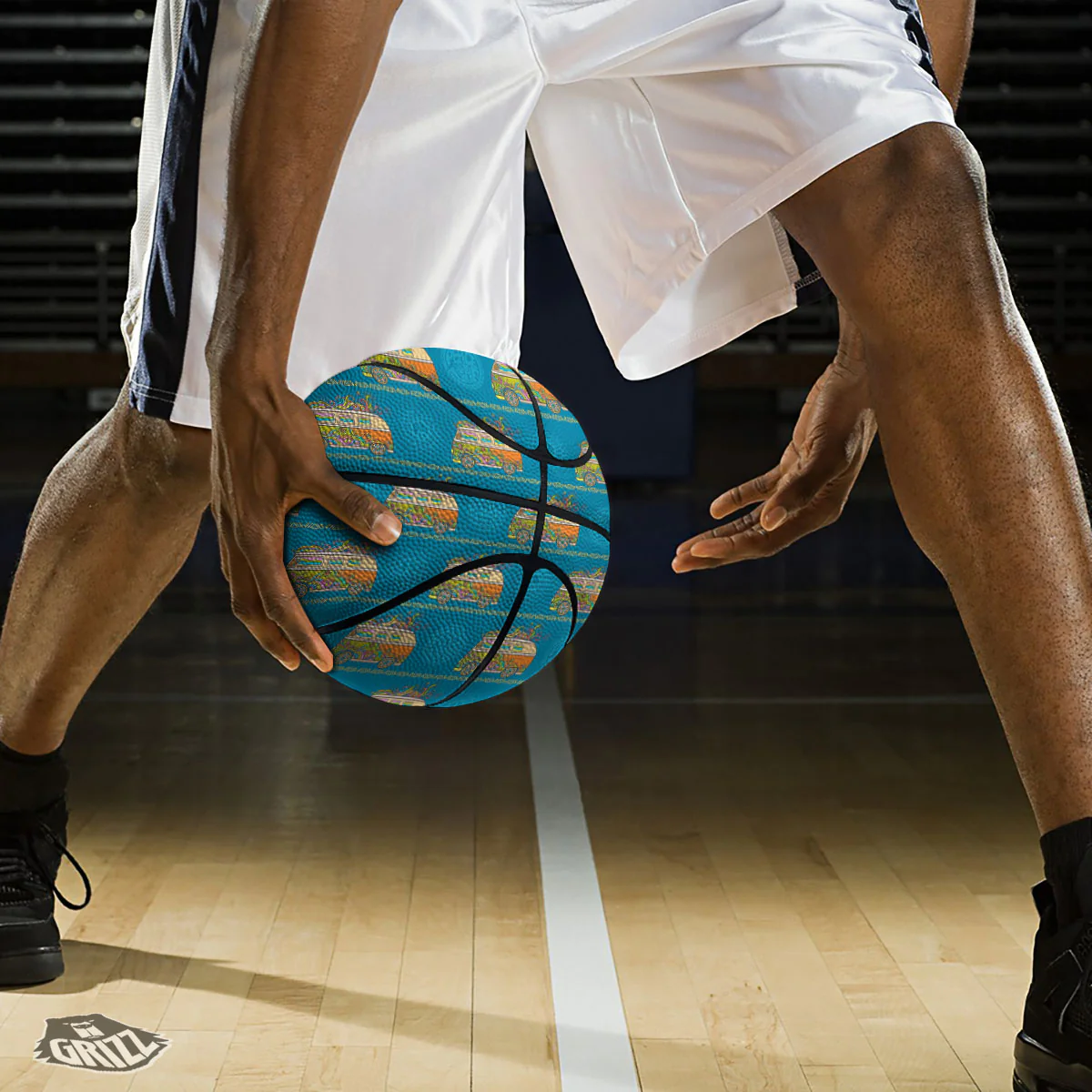 Van Hippie Vintage Print Pattern Basketball - Image 3