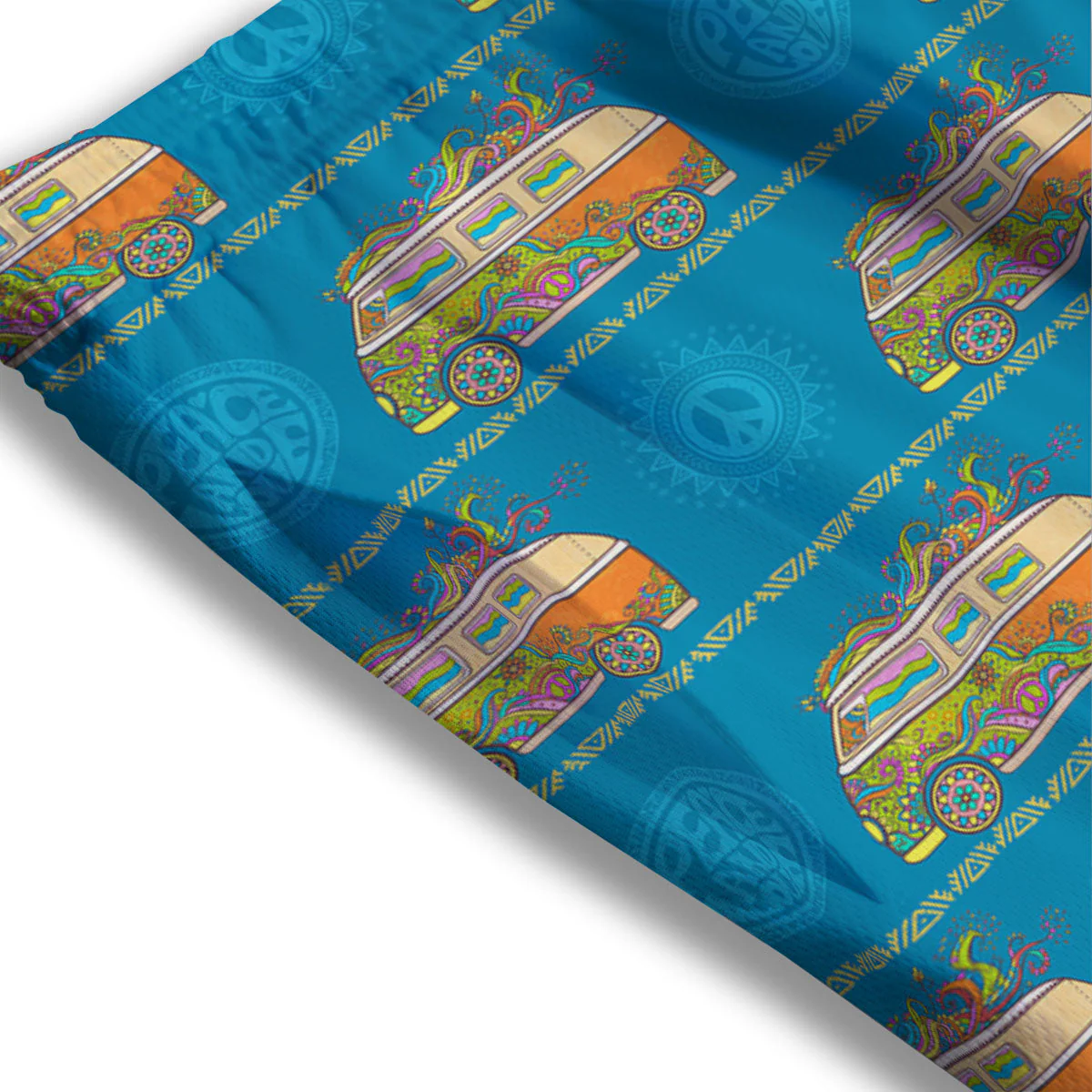 Van Hippie Vintage Print Pattern Mesh Shorts - Image 3