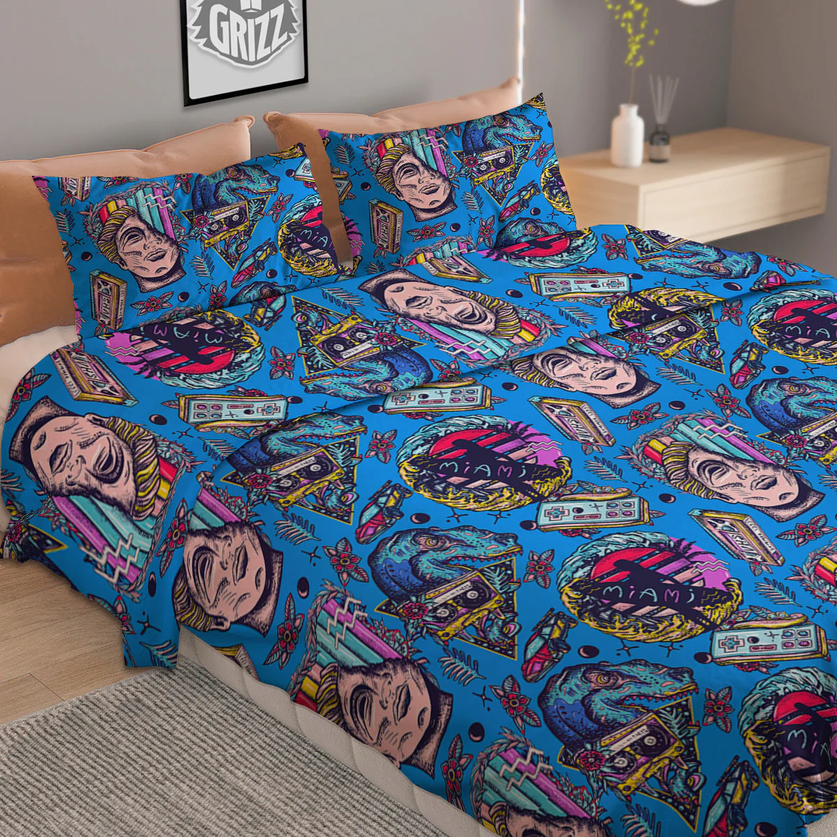 Vaporwave Art Cyberpunk Print Pattern Duvet Cover Bedding Set - Image 2