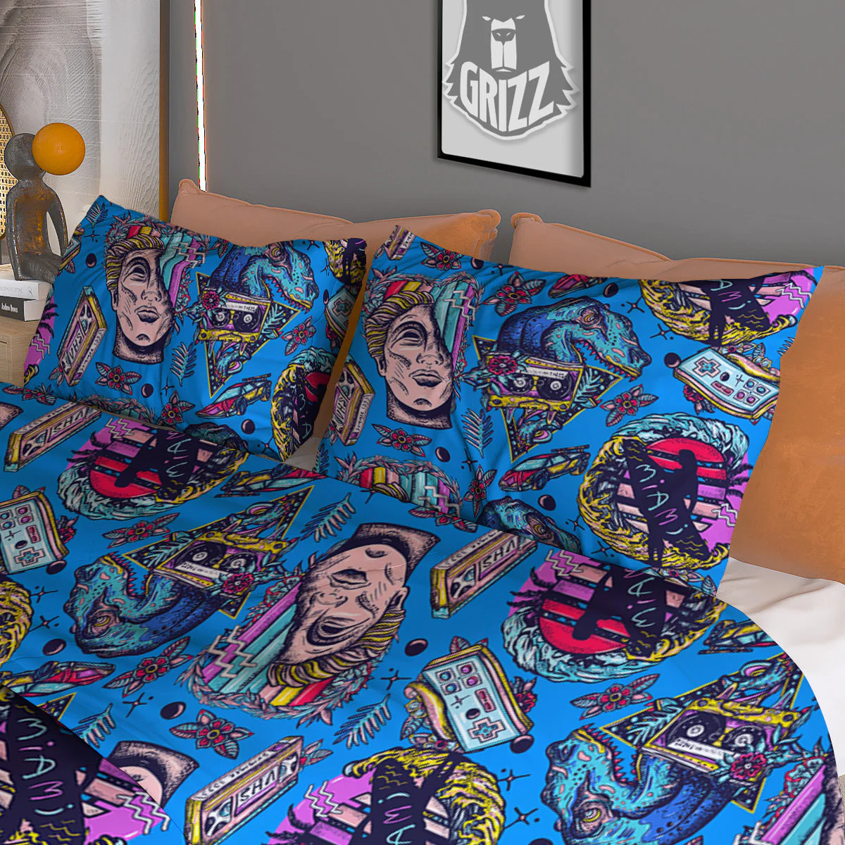 Vaporwave Art Cyberpunk Print Pattern Duvet Cover Bedding Set - Image 3