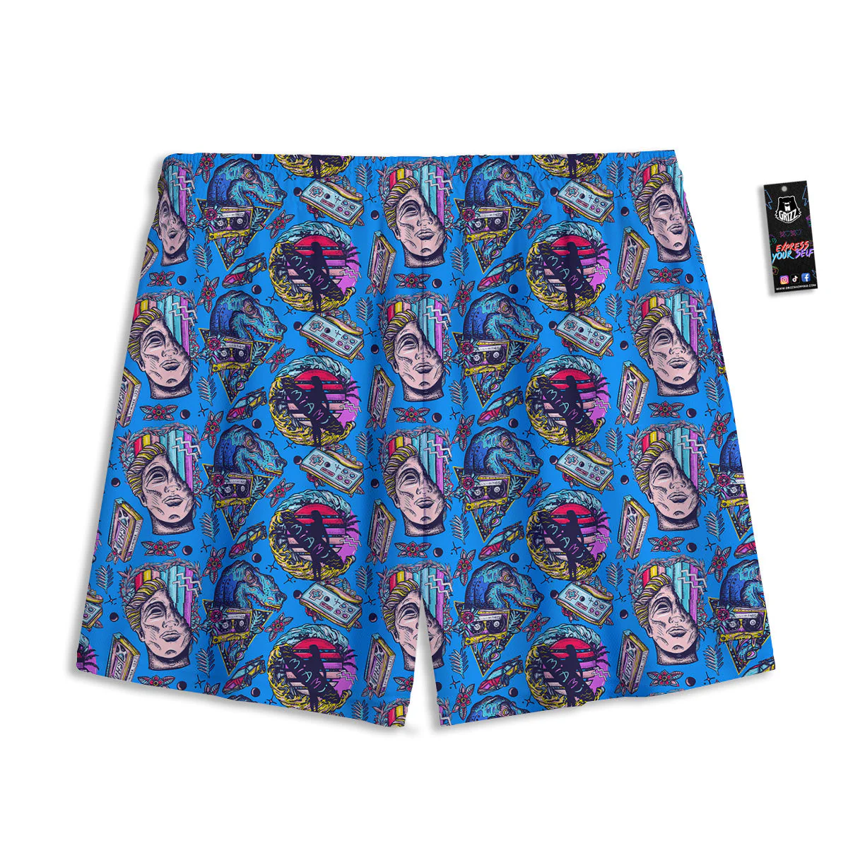 Vaporwave Art Cyberpunk Print Pattern Mesh Shorts - Image 2