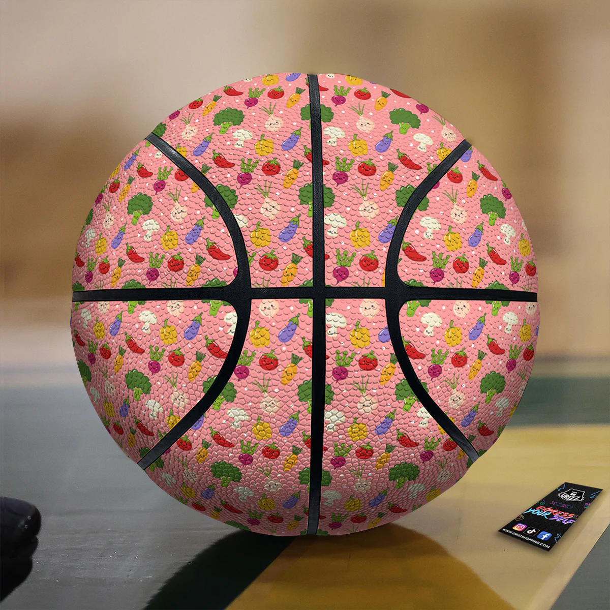 Vegan Cute Print Pattern Basketball