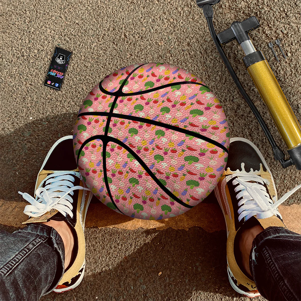 Vegan Cute Print Pattern Basketball - Image 2