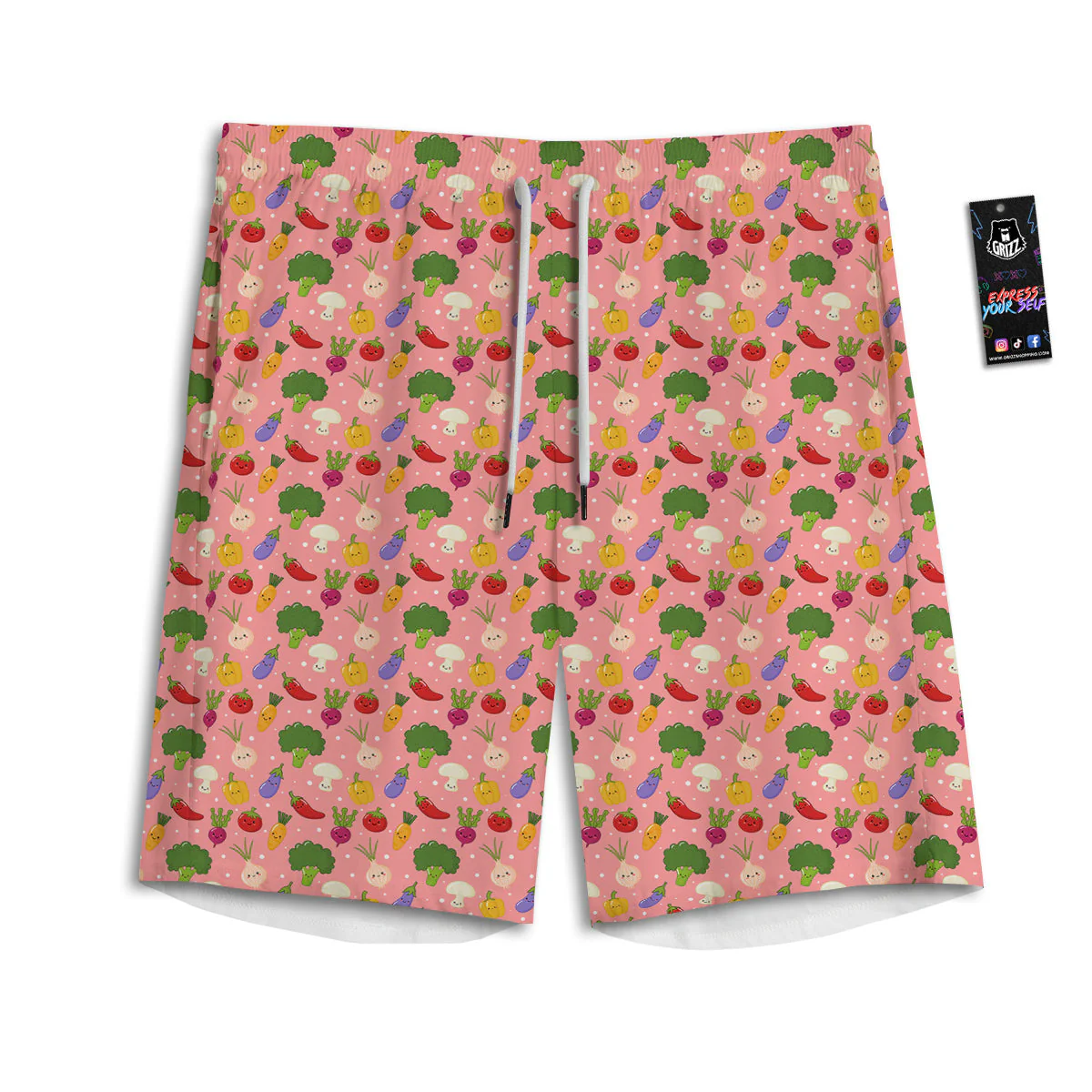 Vegan Cute Print Pattern Men's Athletic Shorts