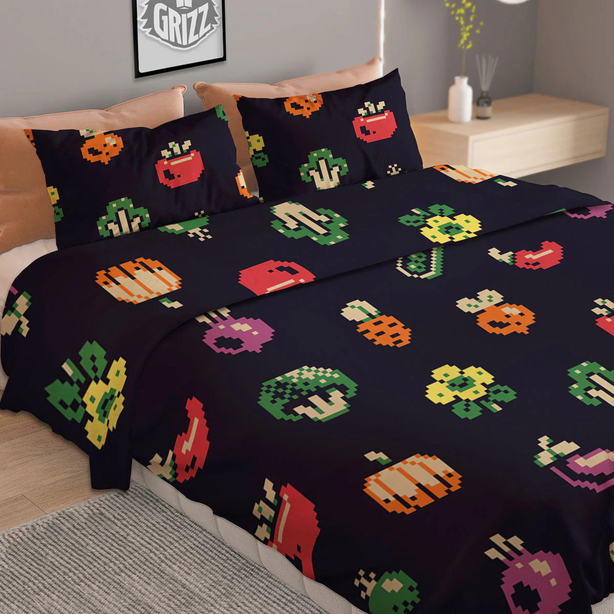 Vegetables Pixel Print Pattern Duvet Cover Bedding Set - Image 2