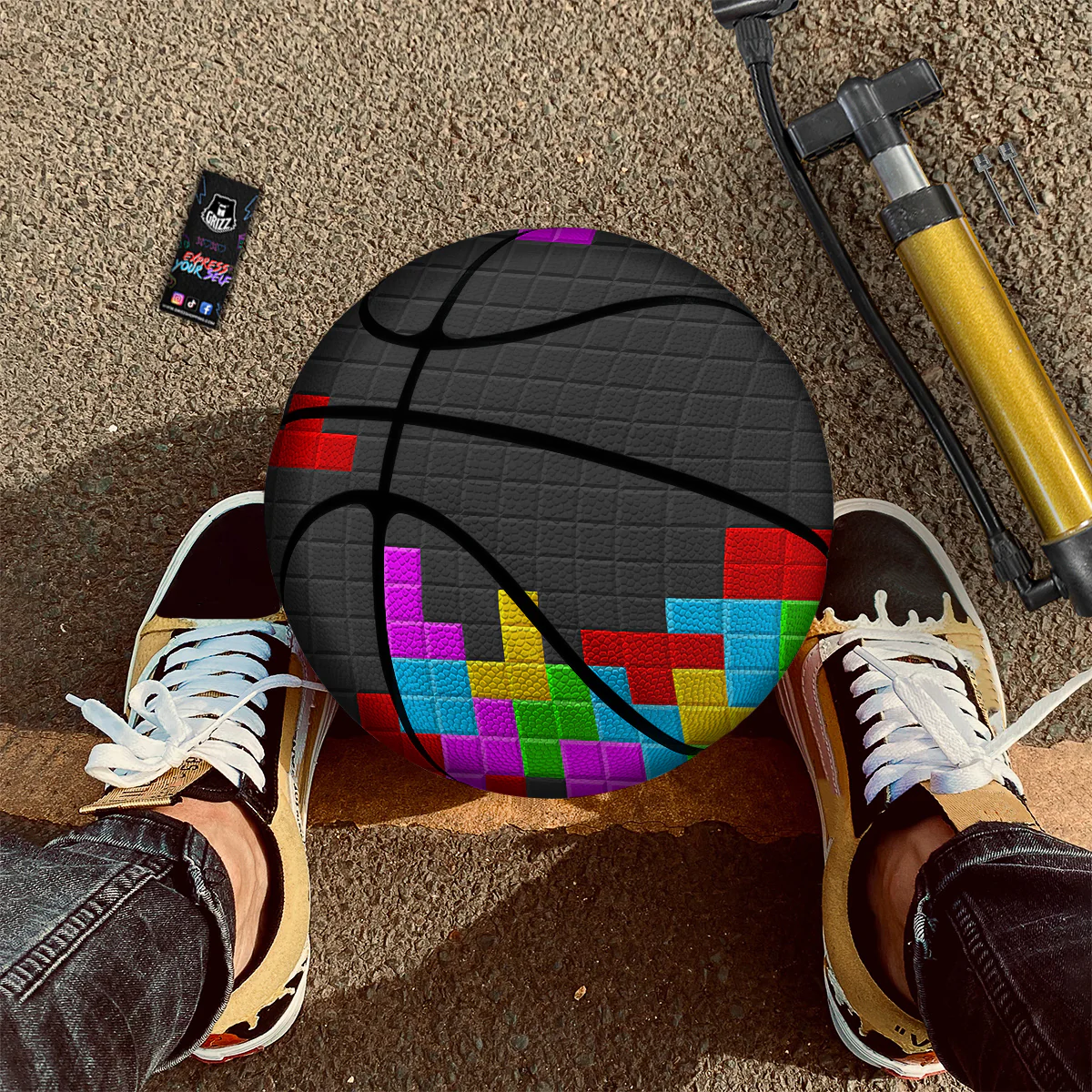Video Game Colorful Brick Puzzle Print Basketball - Image 3