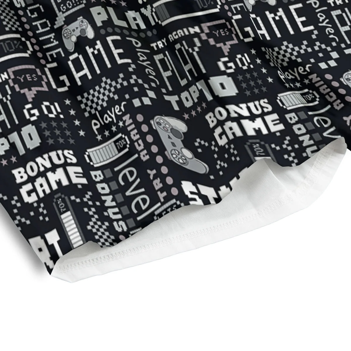 Video Game White And Black Print Pattern Men's Athletic Shorts - Image 4